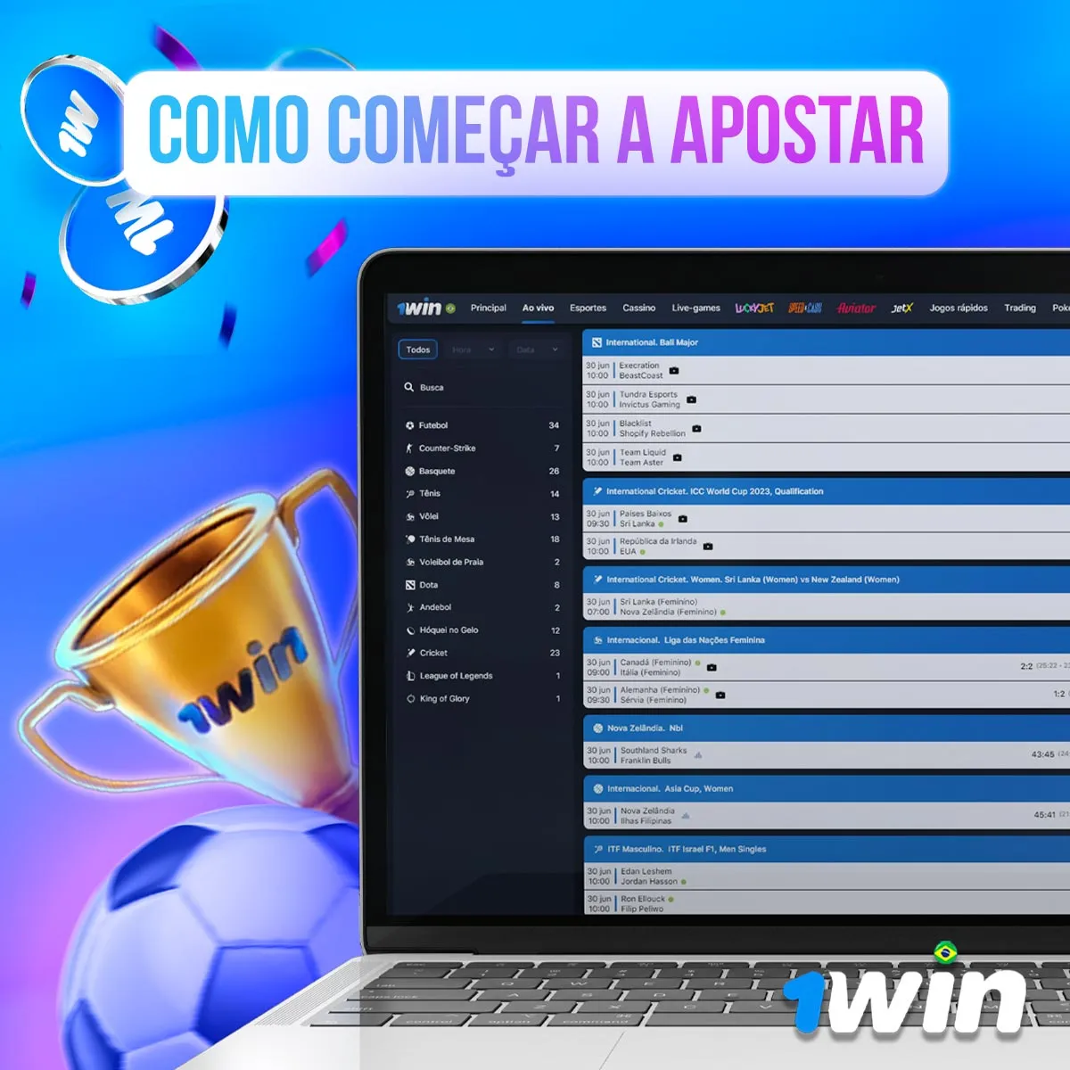 Notebook com lista de eventos e mercados esportivos Notebook com lista de eventos e mercados esportivos