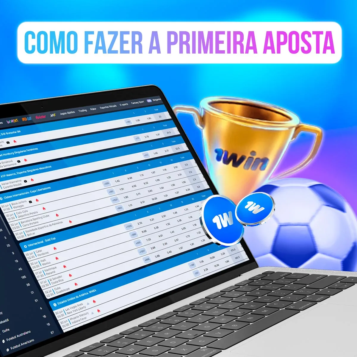 Notebook com lista de eventos e mercados esportivos Notebook com lista de eventos e mercados esportivos