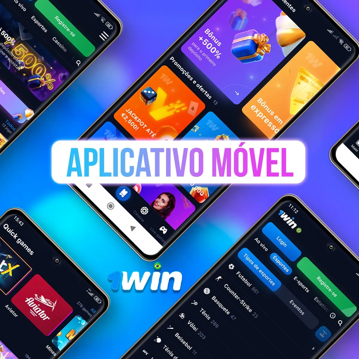 Composição de telas móveis da 1win Composição de telas móveis da 1win