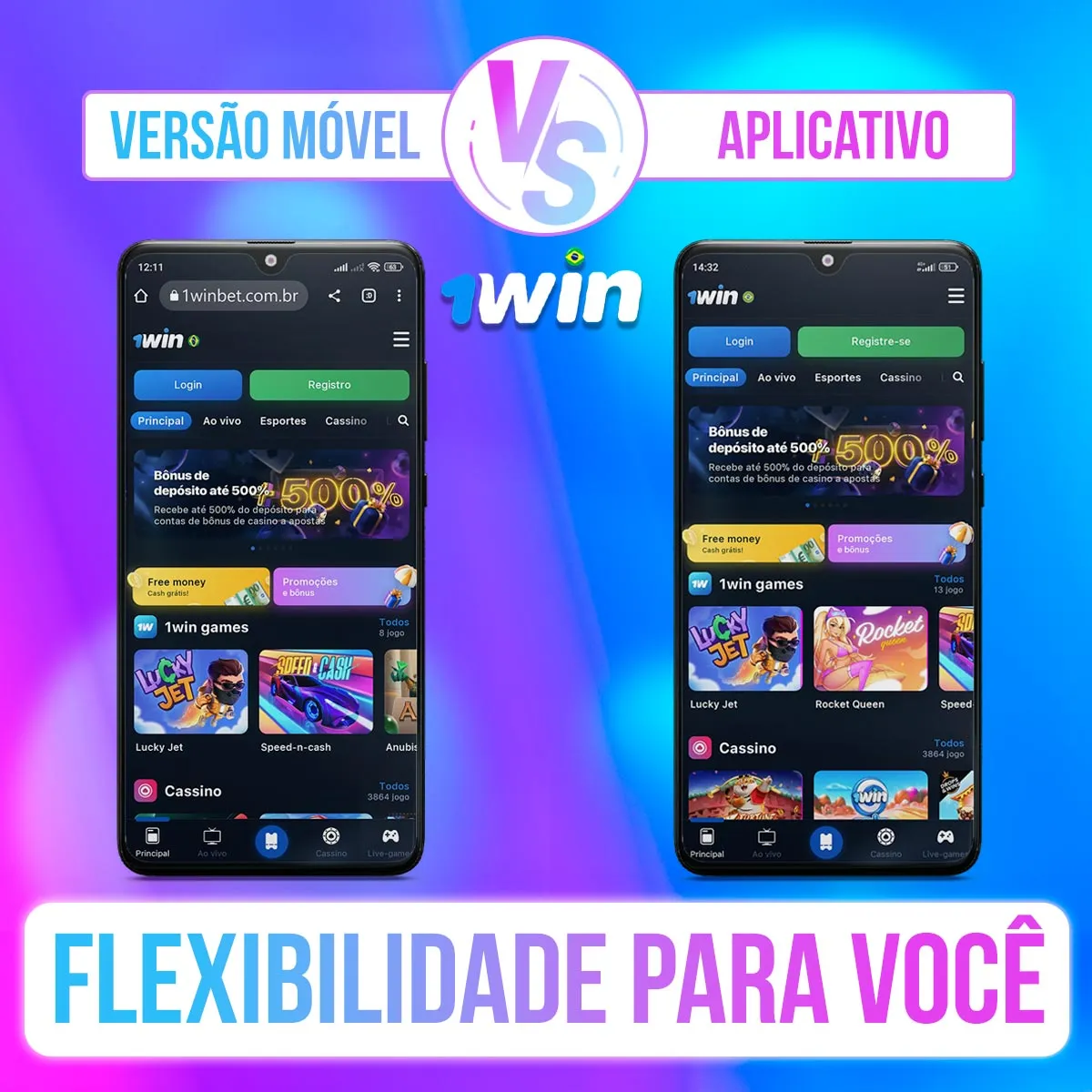 Comparação visual entre navegador móvel e aplicativo Comparação visual entre navegador móvel e aplicativo